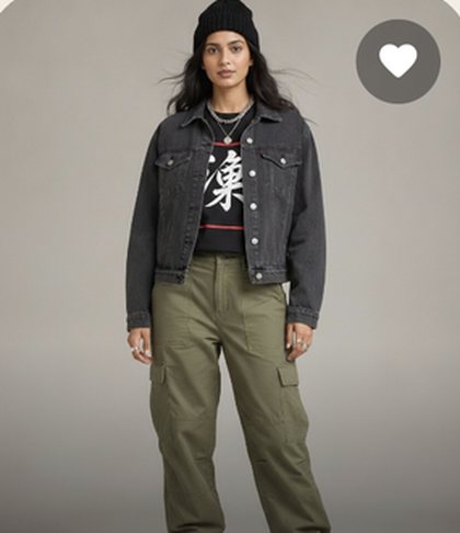 A saved look — denim jacket and cargo trousers